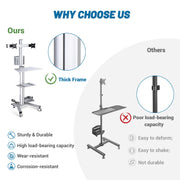 TheLAShop 2-Monitor Mobile PC Workstation with Power Outlets Image
