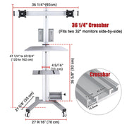 TheLAShop 2-Monitor Mobile PC Workstation with Power Outlets Image