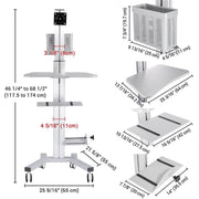 TheLAShop PC Mobile Cart Rolling Computer Workstation Stand Image