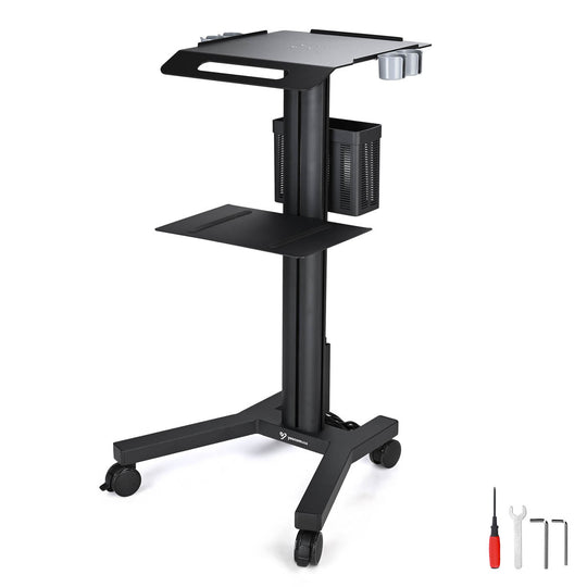 TheLAShop Rolling Laptop Cart Data Center Crash Cart with Power Strip