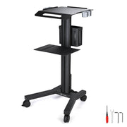 TheLAShop Rolling Laptop Cart Data Center Crash Cart with Power Strip, Black Image