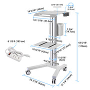 TheLAShop Rolling Laptop Cart Data Center Crash Cart with Power Strip Image