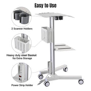 TheLAShop Rolling Laptop Cart Data Center Crash Cart with Power Strip Image