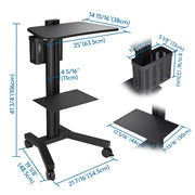 TheLAShop NexusX Standing Laptop Workstation Cart with Printer Shelf Image