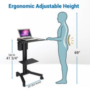 TheLAShop NexusX Standing Laptop Workstation Cart with Printer Shelf Image