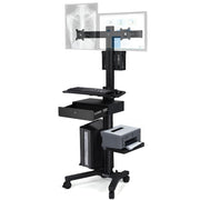 TheLAShop NexusX Dual-Screen Rolling PC Cart with Drawer Image