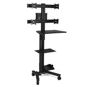 TheLAShop NexusX Quad Monitor Rolling PC Cart Workstation - 10-21" AV Mount, Black Image