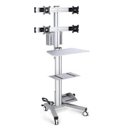 TheLAShop NexusX Quad Monitor Rolling PC Cart Workstation - 10-21" AV Mount, Silver Image