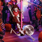 TheLAShop Life Size 5.4ft Posable Skeleton Halloween Pirate Outdoor Decor, LED Cowboy Image