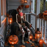 TheLAShop Life Size 5.6ft Posable Skeleton Halloween Pirate Outdoor Decor, Cowboy Image