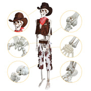 TheLAShop 5.4ft Skeleton with Cowboy Costumes Halloween Props Image