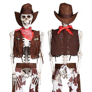 TheLAShop 5.4ft Skeleton with Cowboy Costumes Halloween Props Image