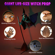 TheLAShop 9ft Flying Witch Decoration Animatronic Motion Activated Image