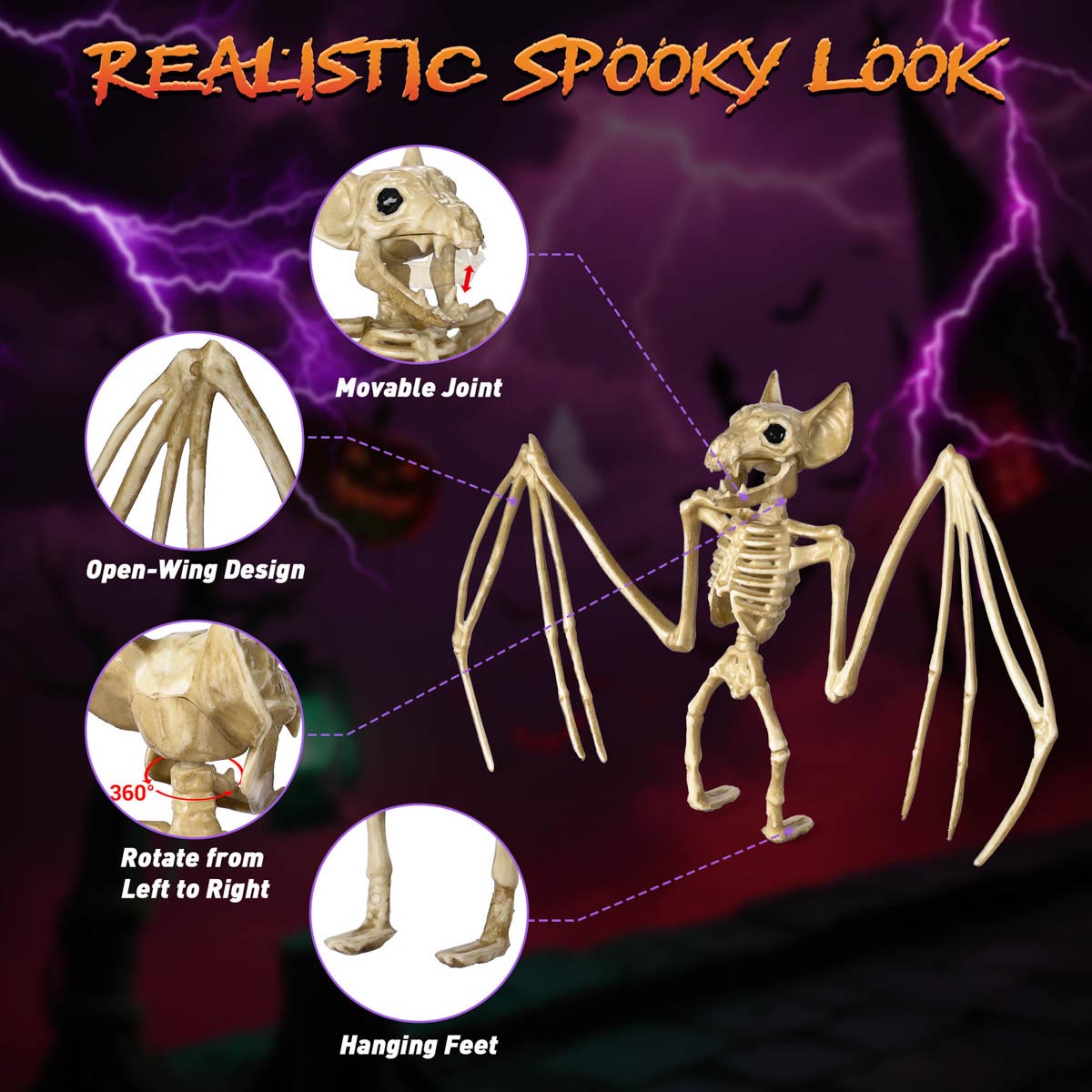 TheLAShop Halloween Skeleton Dog, Mermaid, Owl, Vulture, Bat, Spider O