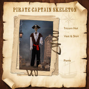 TheLAShop Life Size 5.6ft Posable Skeleton Halloween Pirate Outdoor Decor, Pirate Captain Image