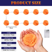 TheLAShop 10' Halloween Marigold Lights 20 LEDs Garland Day of Dead, 2ct. Image