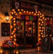TheLAShop 20' Halloween Marigold Lights 40 LEDs Garland Day of Dead, 2ct. Image