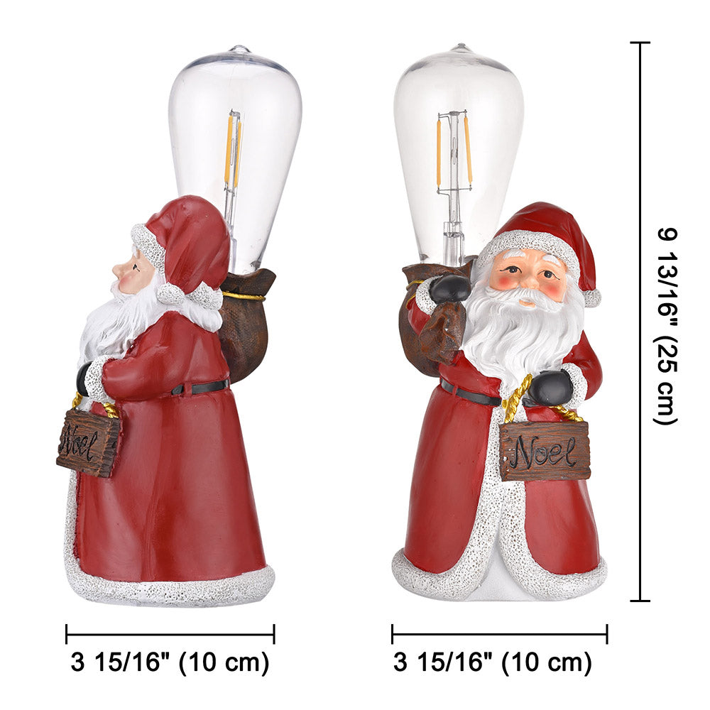 TheLAShop Resin Santa Figurine with Edison Bulb 10