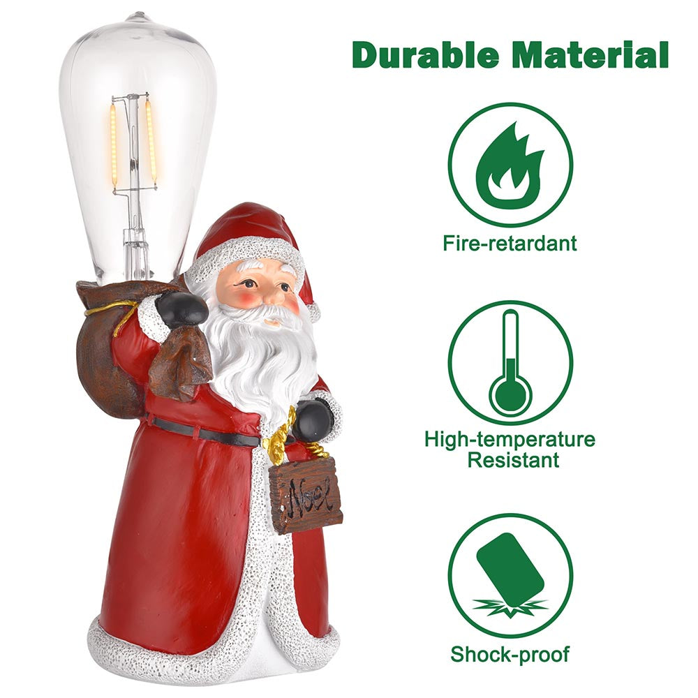 TheLAShop Resin Santa Figurine with Edison Bulb 10