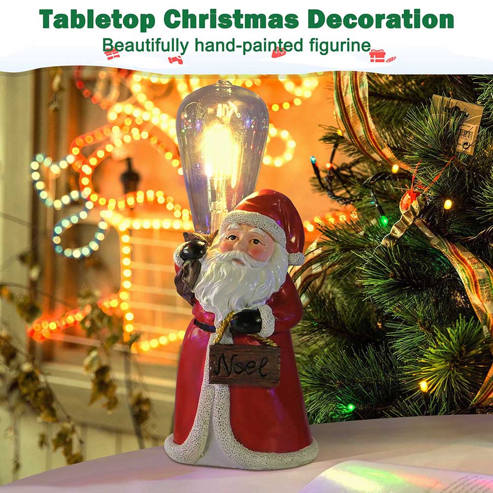 TheLAShop Resin Santa Figurine with Edison Bulb 10