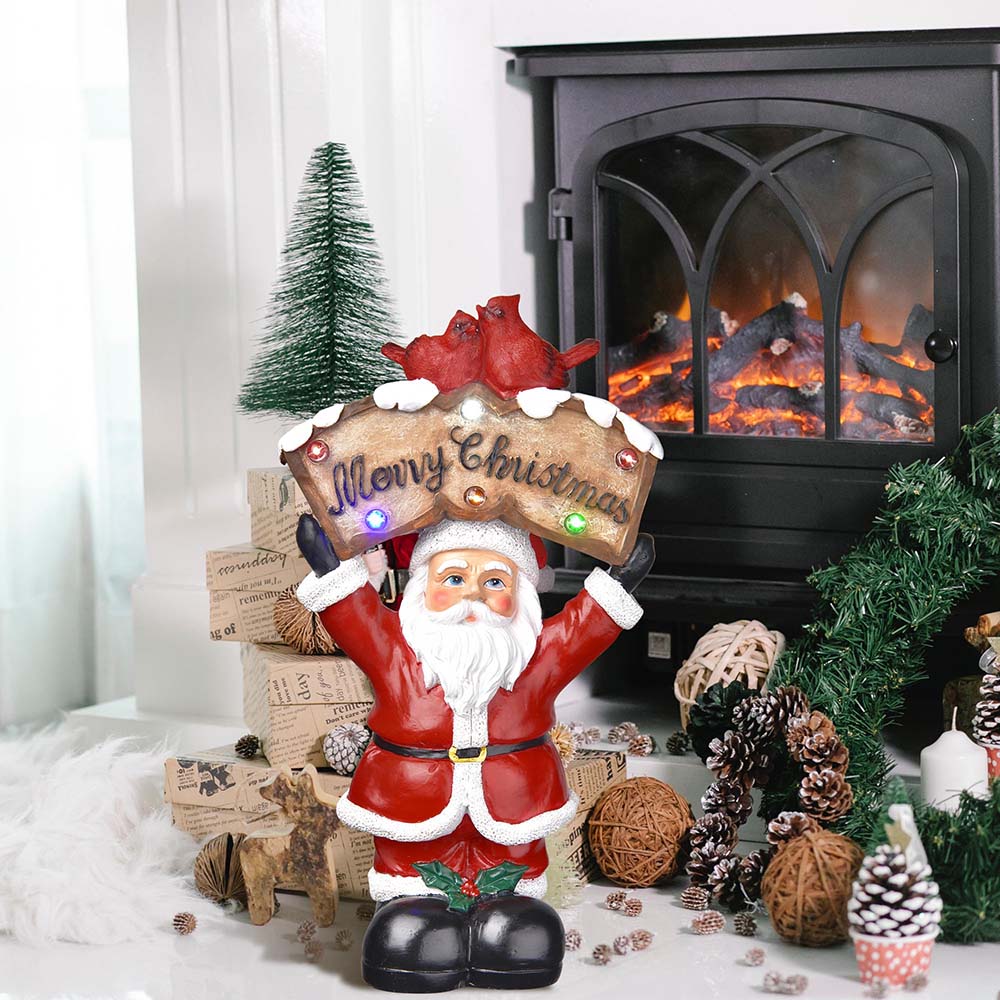 TheLAShop Christmas Figurine with LED Lights (Santa Snowman Optional)