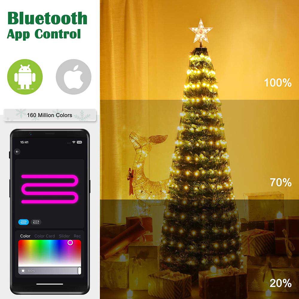 3 Packs LED RGB Spiral Christmas Tree with Remote Control