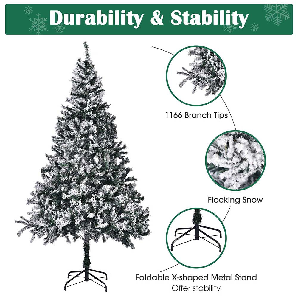 TheLAShop 7.5ft Frosted Christmas Tree with Ribbon & Stand –