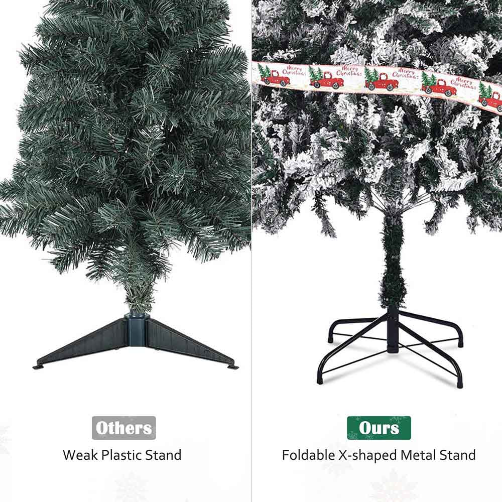 TheLAShop 7.5ft Frosted Christmas Tree with Ribbon & Stand