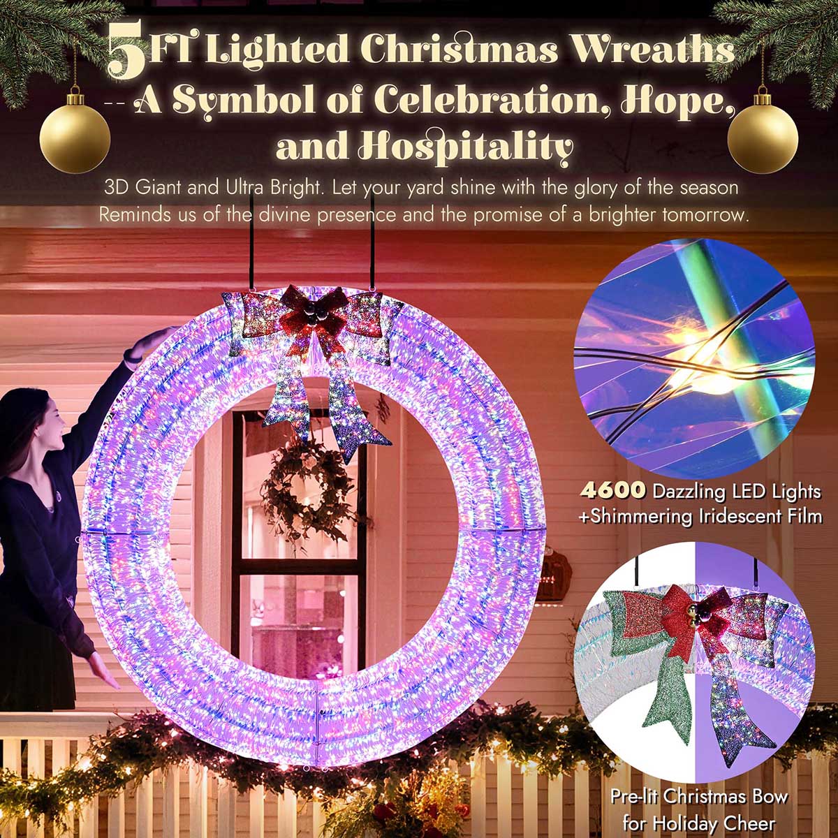TheLAShop 60in. Giant Outdoor Wreath with Lights (Preorder)