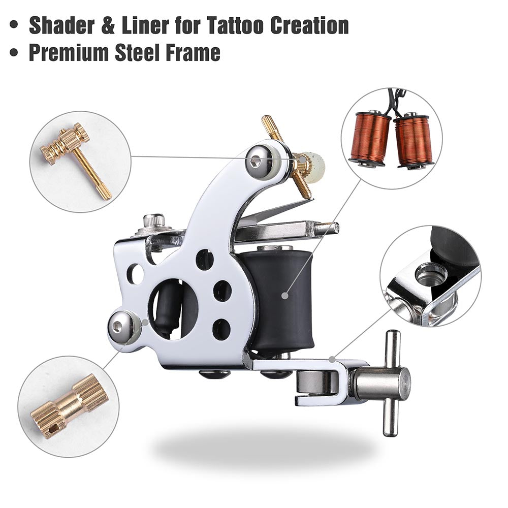 TheLAShop Tattoo Kit 2 Machine LCD Power Supply 40 Ink w/ Case