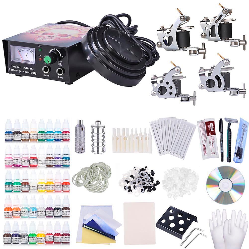 TheLAShop 4 Tattoo Guns Machines Tattoo Kit w/ Power Supply