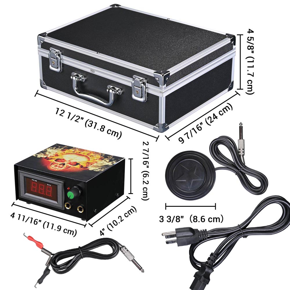 TheLAShop Tattoo Kit 4 Machines LCD Power Supply 54 Ink w/ Case