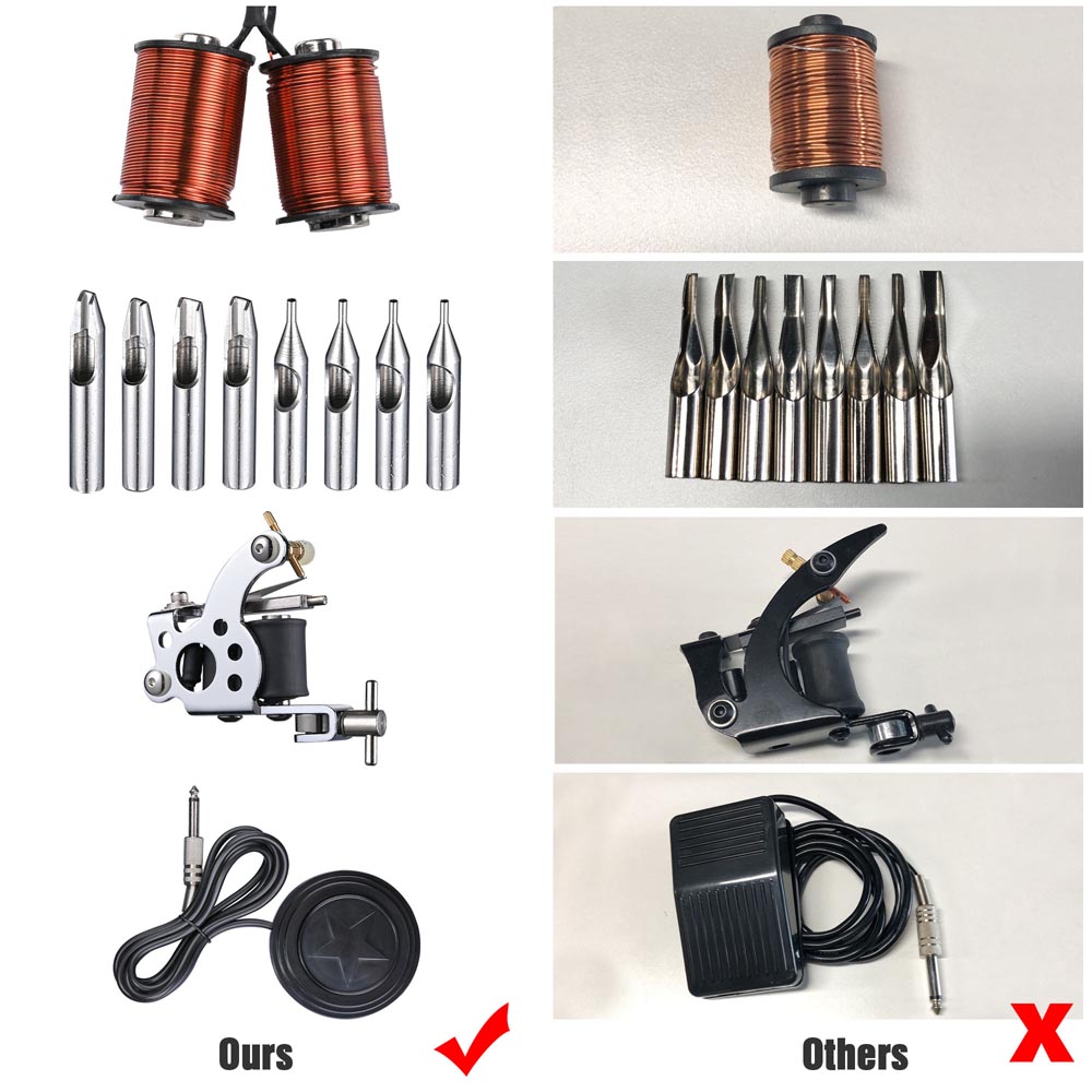 TheLAShop Tattoo Kit 8 Machines LCD Power Supply 54 Ink w/ Case