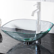 TheLAShop 16 inch Square Glass Vessel Sink Bathroom Vanity Basin