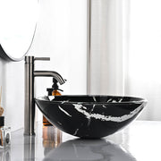 Aquaterior Black Vessel Sink Tempered Glass 16.5"