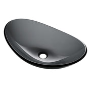 TheLAShop Gray Tempered Glass Bathroom Sink Oval 22x14" Image