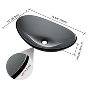 TheLAShop Gray Tempered Glass Bathroom Sink Oval 22x14" Image