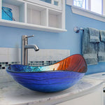 TheLAShop Seashell Sink Tempered Glass Bathroom Sink 22x14" Image
