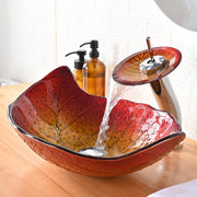 TheLAShop Leaf Sink Bowl & Waterfall Faucet Set 23x14 in Image