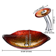 TheLAShop Leaf Sink Bowl & Waterfall Faucet Set 23x14 in Image