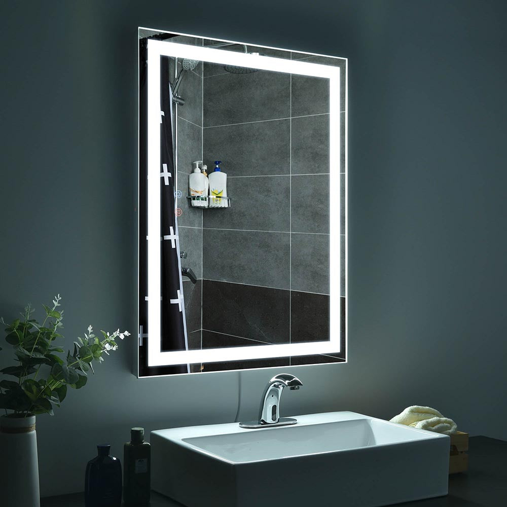 TheLAShop Frameless Bathroom Mirror with Lights Anti-Fog Touch Control – 