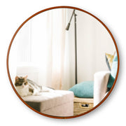 TheLAShop Framed Bathroom Mirror Wall Round Wood-Texture Image