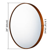 TheLAShop Framed Bathroom Mirror Wall Round Wood-Texture Image