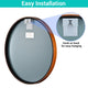 TheLAShop Framed Bathroom Mirror Wall Round Wood-Texture Image