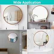 TheLAShop Framed Bathroom Mirror Wall Round Wood-Texture Image