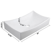 Aquaterior Rectangular Porcelain Sink with Popup Drain 26x16