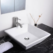 Aquaterior 16" Square Porcelain Sink Vanity Vessel & Drain