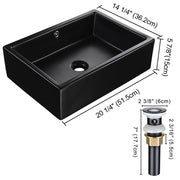 TheLAShop Black Sink Rectangular with Overflow Drain 21x15 Image