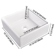Aquaterior Square Vessel Sink with Popup Drain & Tray 15"x15"