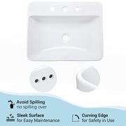 Aquaterior Drop-in Sink Porcelain Overflow w/ Drain & Tray 23x18"